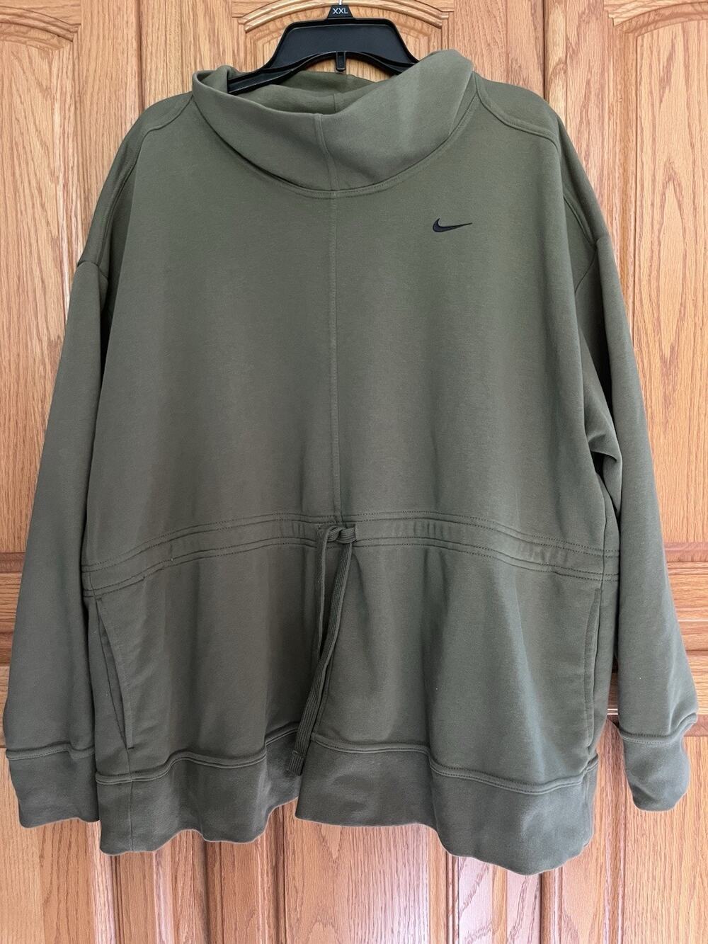 NIKE Sportswear Women's Green Pullover Sweatshirt, Oversized Logo XXL